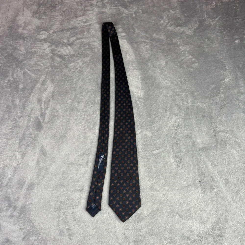 Polo Ralph‎ Lauren Necktie Mens OS Navy Blue Green Red Medallion Silk Italy Tie